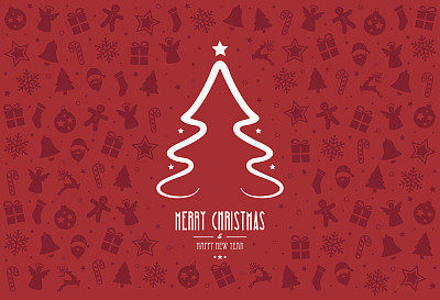 圣诞树图案装饰元素红色背景图片下载