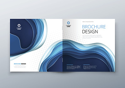 方形小册子设计矩形纸雕刻抽象封面小册子传单杂志或目录设计封面红橙色黄色目录素材图片