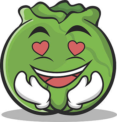 在爱白菜卡通人物风格矢量插图图片下载