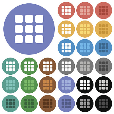 小缩略图视图模式圆形平面多色图标图片下载