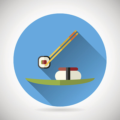 日本食物符号棍子拿着滚动在盘子上图片下载