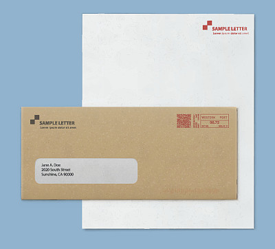 模拟邮政信封和信纸模板图片下载