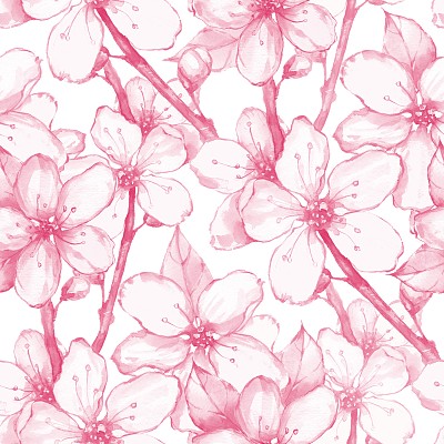 日式花园20。无缝的花卉图案图片下载