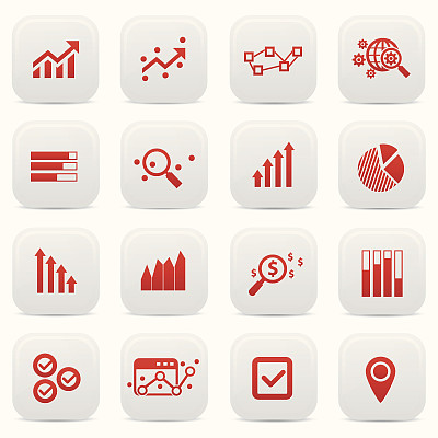 业务分析按钮，红色版本，矢量图片下载