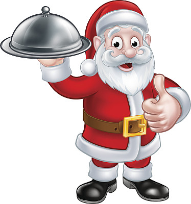 圣诞卡通拿着食物盘图片下载