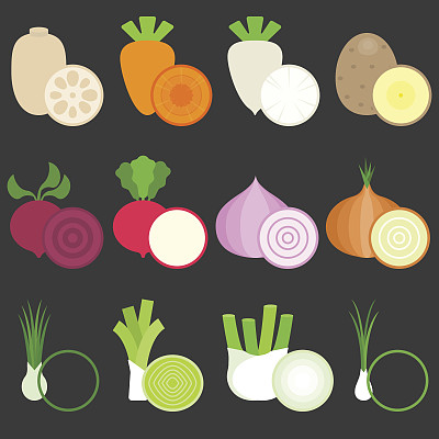 矢量平面设计蔬菜图标集1图片下载