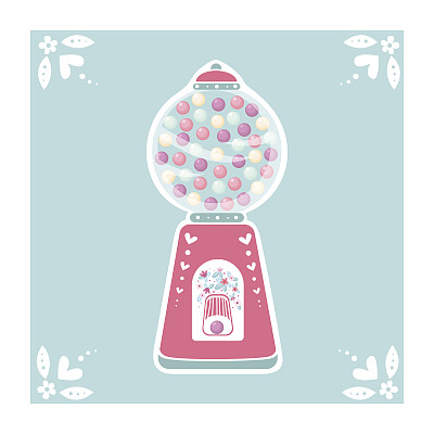 可爱的卡通口香糖机。矢量图图片下载