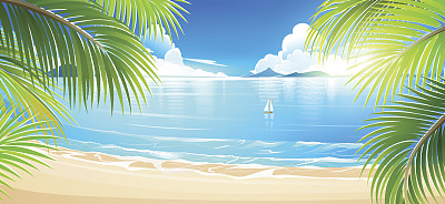 热带岛屿。向量图片下载