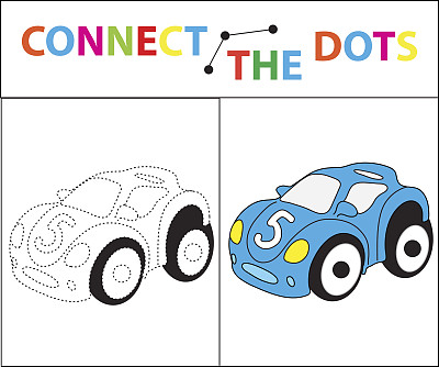 儿童运动技能教育游戏。连接点图。适合学龄前儿童。在虚线上圈出并画出来。着色页面。矢量插图。图片下载