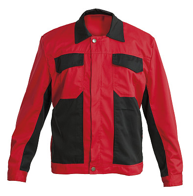 防护工作黑色和红色夹克隔离在白色背景图片下载