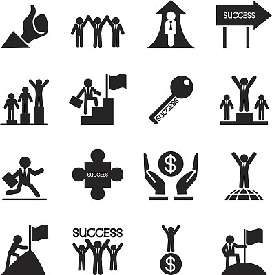 商业成功图标设置矢量插图图片下载