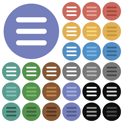 菜单圆形平面多色图标图片下载