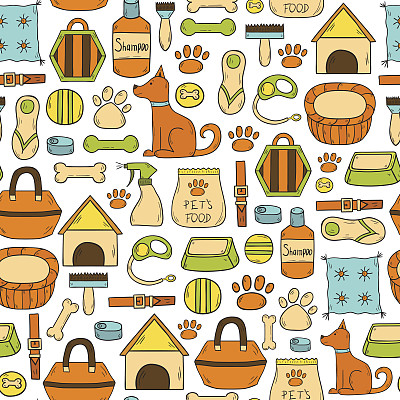 矢量手画狗东西对象图片下载