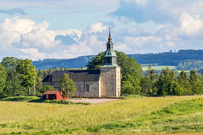 瑞典乡村教堂的夏季景观图片下载
