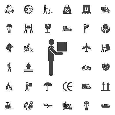 男人移动盒子象形图标图片下载