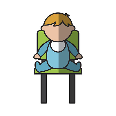 可爱的男孩宝宝坐在椅子上的角色图片下载