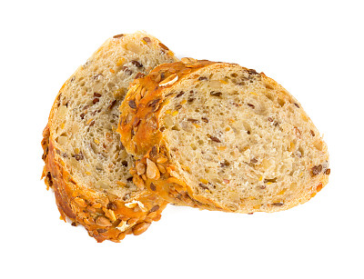 全谷物面包孤立在白色面包上图片下载