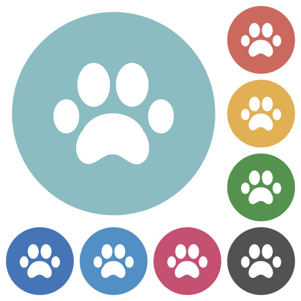 爪子印出扁平的圆形图标图片下载