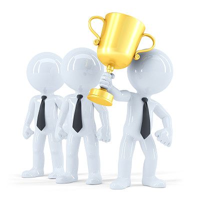 成功的商业团队与奖杯。经营理念。孤立。图片下载