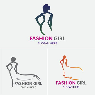 时尚女孩矢量图标符号图片下载