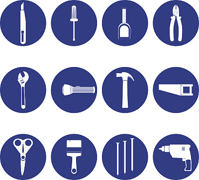 工具的蓝色圆形图标图片下载