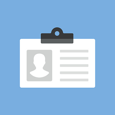 身份证，身份证，工作证，驾照图标。现代平面设计理念。矢量图标图片下载