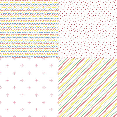 矢量集4个简单的无缝模式。图片下载