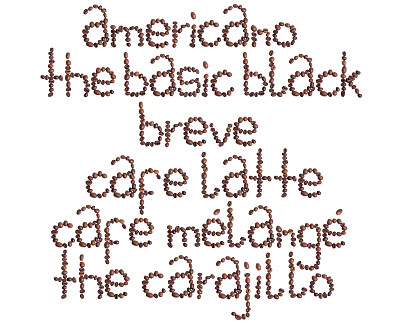 咖啡类型与咖啡豆，在白色的背景。图片下载