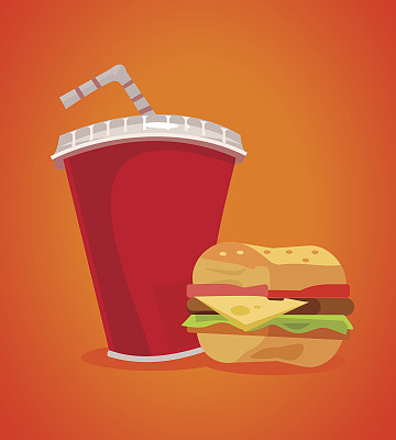 汉堡包和苏打快餐图片下载