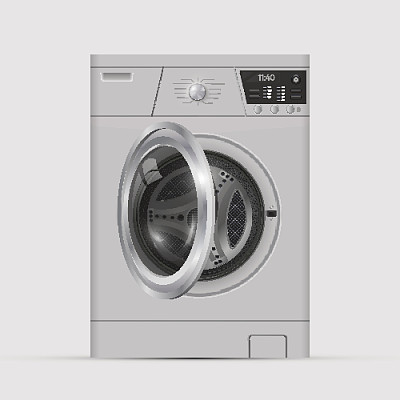 现实的白色前面加载洗衣机在白色的背景。图片下载