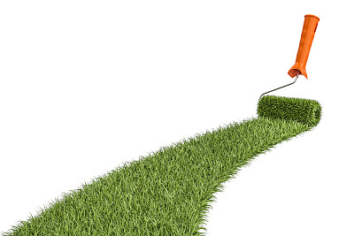 用滚轴刷草。环保概念，3D渲染图片下载