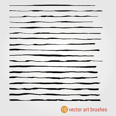 一组矢量艺术笔刷。手工制作的风格。纹理。墨水画笔。素材图片