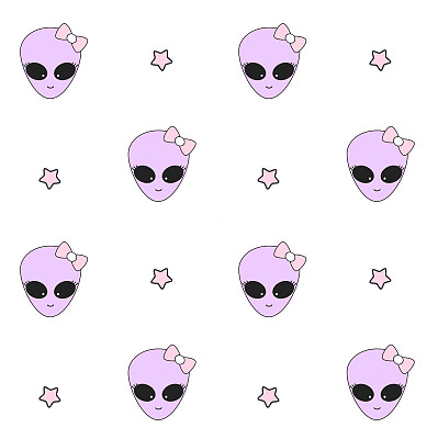 Ute卡通外星人女孩无缝矢量图案背景插图图片下载
