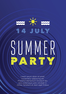 垂直的深蓝色夏日派对背景。图片下载