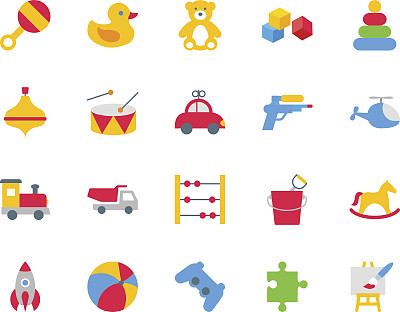 玩具一套彩色图标图片下载