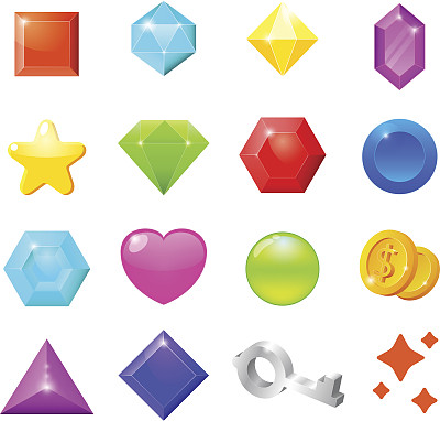 一套卡通图标的网页界面和电脑游戏图片下载