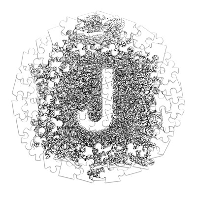 字母J.手绘字体与图形笔在白色的背景在拼图形状图片下载