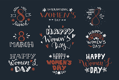 国际妇女节手绘刻字标签设计图片下载