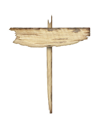 古老的木制标志孤立在白色图片下载