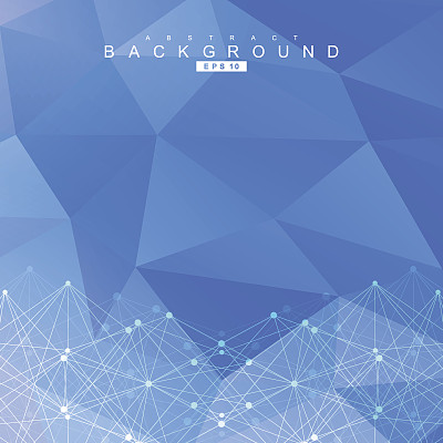 几何抽象背景与连接的线和点。科学的设计理念。矢量图图片下载