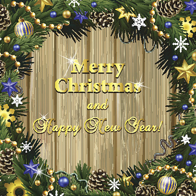 贺卡的冬季假期与现实的花环图片下载