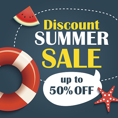 夏季销售背景横幅模板。券折扣促销。图片下载