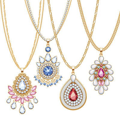 有不同吊坠的金链子图片下载