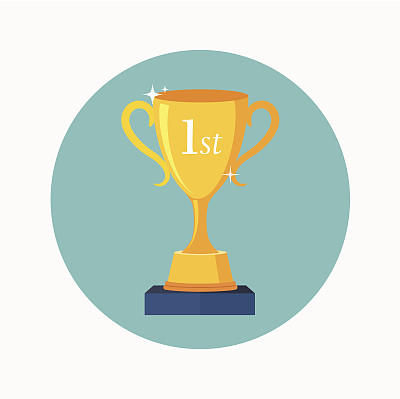 手持奖杯的男子扁平插画图片下载