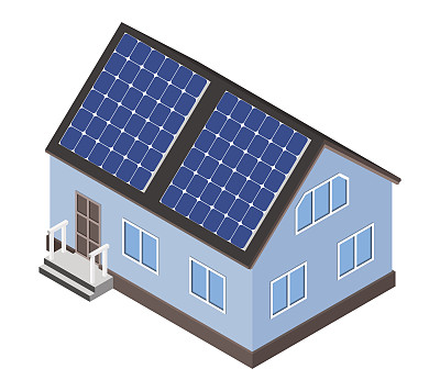 屋顶有太阳能板的房子。图片下载