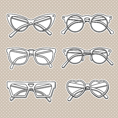 矢量太阳镜图标设置孤立的白色背景图片下载