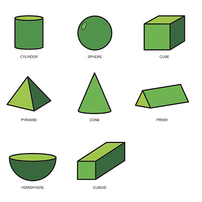 3d形状集孤立的背景矢量素材图片