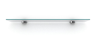 空的玻璃架子孤立在白色的墙上图片下载