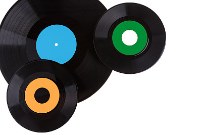 白色背景上孤立的老式留声机黑胶唱片图片下载