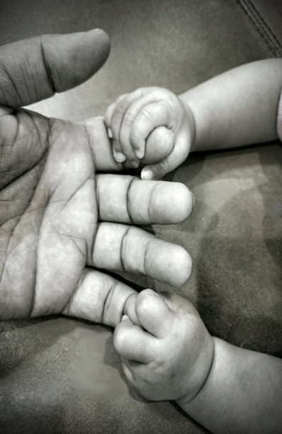 手宝宝抓住爸爸的手指图片下载